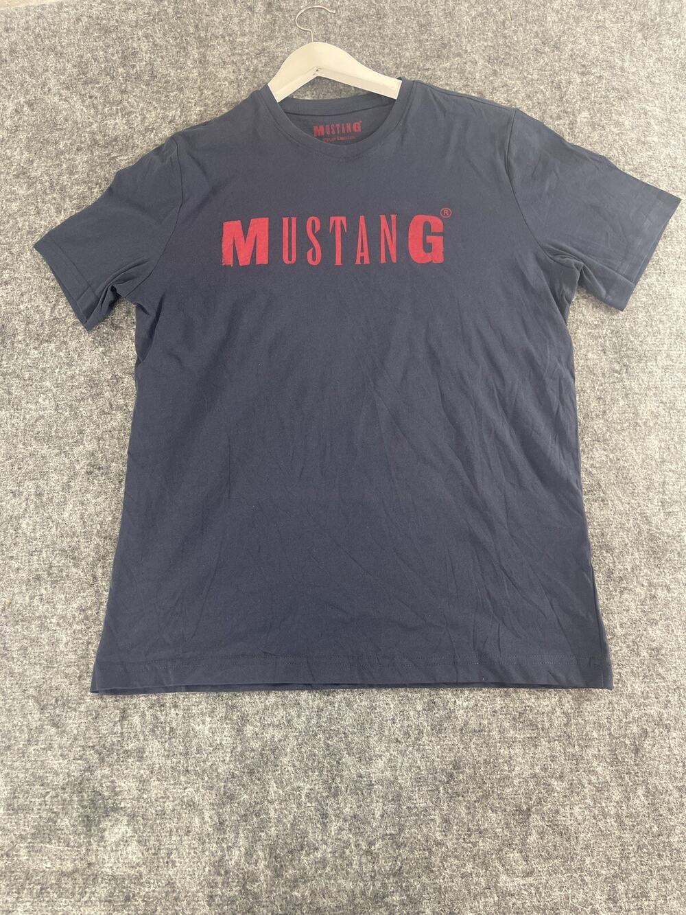 Ford Mustang Shirt Mens Medium Blue Tee Short Sleeve Car Logo Cotton n327